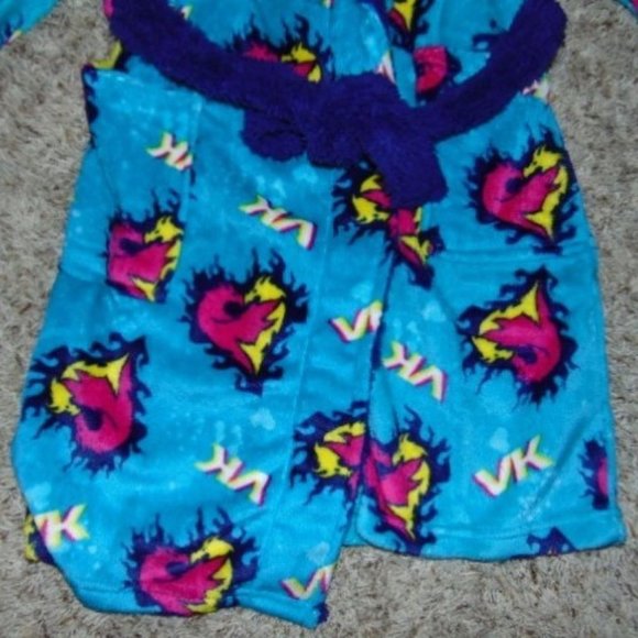 *Disney Descendants Robe sz 8 Blue Fleece Long Sleeve Belted Bath Winter Girls - Picture 4 of 6